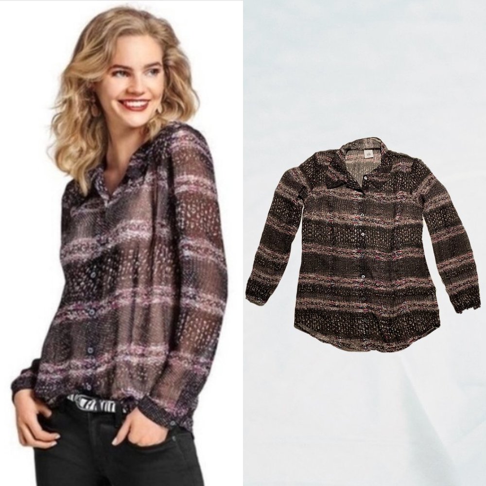 CAbi Paris Sheer Button Down Blouse #3249